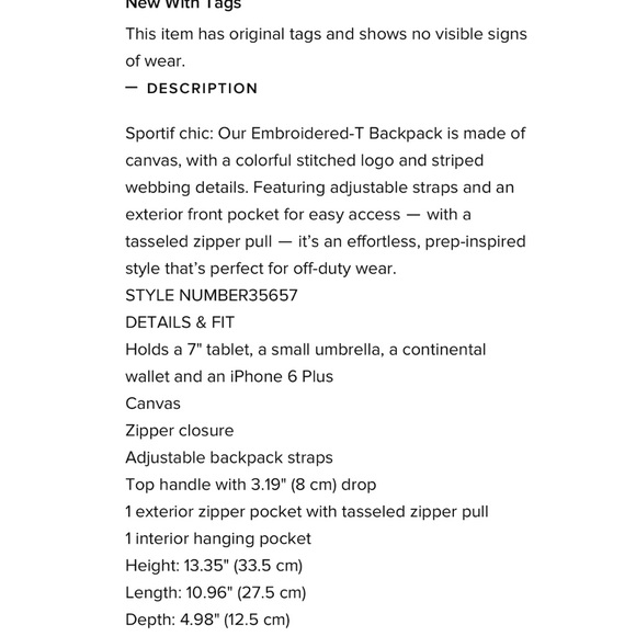 RESERVED! TB Cherry Red T Embroidered Backpack - Picture 8 of 8